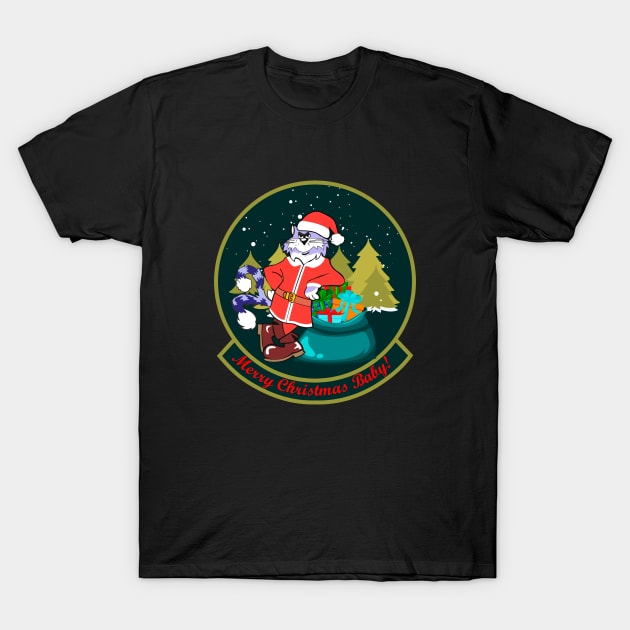 F-14 Tomcat - Merry Christmas Baby! (Green) - Clean Style T-Shirt by TomcatGypsy